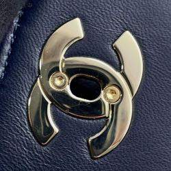 Chanel Navy Tweed Lambskin Matelasse Chain Shoulder Bag