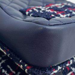 Chanel Navy Tweed Lambskin Matelasse Chain Shoulder Bag