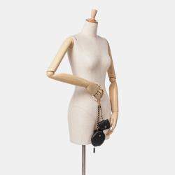 Chanel Black Lambskin Pearl Crown CC Wristlet Multi Pouches Bag