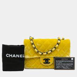 Chanel Yellow Mini Rectangular Classic Velvet Single Flap Bag