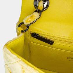 Chanel Yellow Mini Rectangular Classic Velvet Single Flap Bag