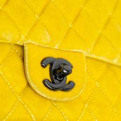 Chanel Yellow Mini Rectangular Classic Velvet Single Flap Bag