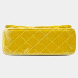 Chanel Yellow Mini Rectangular Classic Velvet Single Flap Bag