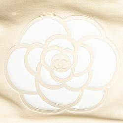 Chanel Brown Lambskin Logo Camellia Tote Bag