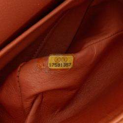 Pre Owned Chanel Orange Medium Classic Caviar Double Flap Bag