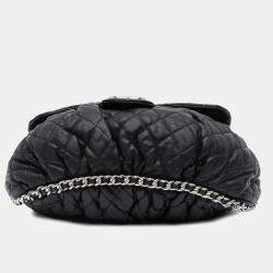 Pre Owned Chanel Black Large Lambskin Chain Around Flap  Bag