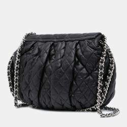 Pre Owned Chanel Black Large Lambskin Chain Around Flap  Bag