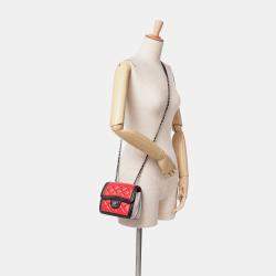 Chanel Red Mini Square Lambskin Graphic Flap Crossbody Bag