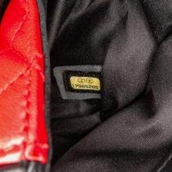 Chanel Red Mini Square Lambskin Graphic Flap Crossbody Bag