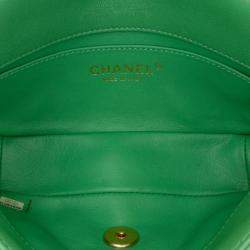 Chanel Green Small Quilted Lambskin Chain Is More Flap Bag
