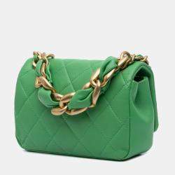 Chanel Green Small Quilted Lambskin Chain Is More Flap Bag