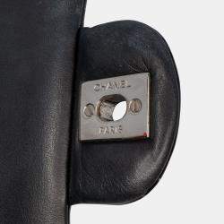 Pre Owned Chanel Black Medium Classic Chevron Patent Double Flap Bag