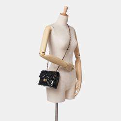 Pre Owned Chanel Black Mini Square Classic Patent Single Flap Bag