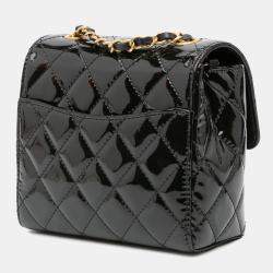 Pre Owned Chanel Black Mini Square Classic Patent Single Flap Bag