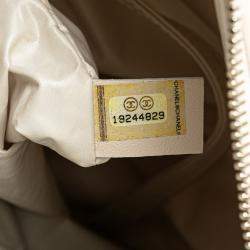 Chanel White Nylon Tweed Printed Coco Cocoon Tote Bag