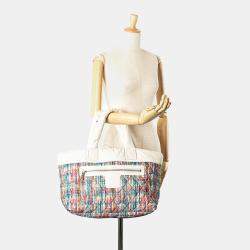 Chanel White Nylon Tweed Printed Coco Cocoon Tote Bag