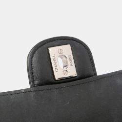 Pre Owned Chanel Black Pink Mini Rectangular Bicolor Patent Leather Flap Bag