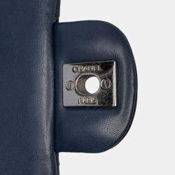Pre Owned Chanel Navy Blue Mini Square Classic Patent Single Flap Bag