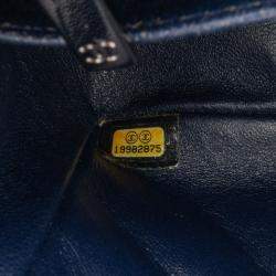 Pre Owned Chanel Navy Blue Mini Square Classic Patent Single Flap Bag