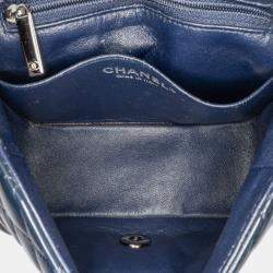 Pre Owned Chanel Navy Blue Mini Square Classic Patent Single Flap Bag