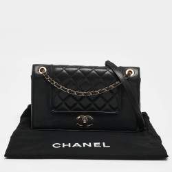 Pre Owned Chanel Black Quilted Leather Mademoiselle Vintage Flap Bag