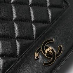 Pre Owned Chanel Black Quilted Leather Mademoiselle Vintage Flap Bag