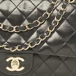 Pre Owned Chanel Black Quilted Leather Medium Classic Double Flap Bag