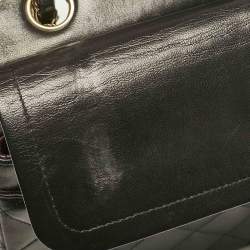 Pre Owned Chanel Black Quilted Leather Medium Classic Double Flap Bag