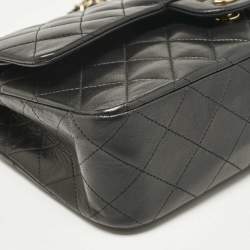 Pre Owned Chanel Black Quilted Leather Medium Classic Double Flap Bag