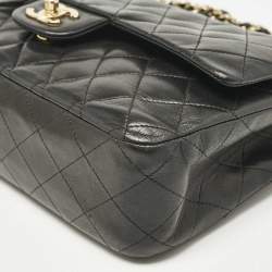 Pre Owned Chanel Black Quilted Leather Medium Classic Double Flap Bag