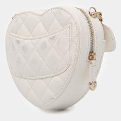 Chanel White Mini Lambskin CC in Love Heart Crossbody Bag