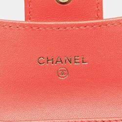 Chanel Red Quilted Lambskin Flap Card Holder on Chain