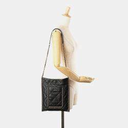 Chanel Black Quilted Calfskin Chain Flat Shoulder Bag