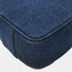 Chanel Coco Mark Denim Vanity Bag Handbag Blue
