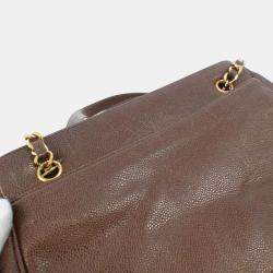 Chanel Brown Leather CC Logo Shoulder Bag