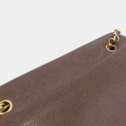Chanel Brown Leather CC Logo Shoulder Bag
