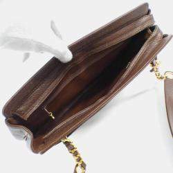 Chanel Brown Leather CC Logo Shoulder Bag