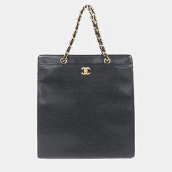Pre Owned Chanel Black Caviar Leather Handbag