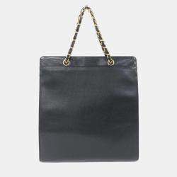 Pre Owned Chanel Black Caviar Leather Handbag