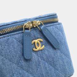 Chanel Denim Blue Matelasse Small Vanity Coco Ball Chain Shoulder Bag 