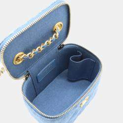 Chanel Denim Blue Matelasse Small Vanity Coco Ball Chain Shoulder Bag 