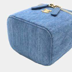 Chanel Denim Blue Matelasse Small Vanity Coco Ball Chain Shoulder Bag 