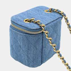 Chanel Denim Blue Matelasse Small Vanity Coco Ball Chain Shoulder Bag 