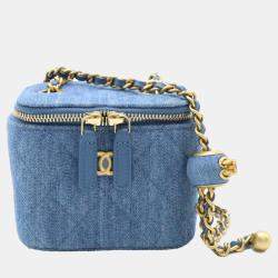 Chanel Denim Blue Matelasse Small Vanity Coco Ball Chain Shoulder Bag 