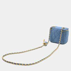 Chanel Denim Blue Matelasse Small Vanity Coco Ball Chain Shoulder Bag 