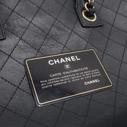Chanel Black  Chain Leather Matelasse Coco Mark Tote Bag 
