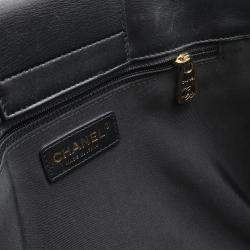 Chanel Black  Chain Leather Matelasse Coco Mark Tote Bag 