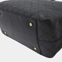 Chanel Black  Chain Leather Matelasse Coco Mark Tote Bag 