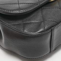 Pre Owned Chanel Black Quilted Leather Chain Infinity Belt Bag