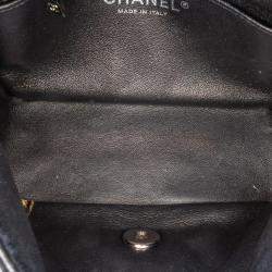 Pre Owned Chanel Black Patent Leather Mini Square Classic Single Flap Shoulder Bag